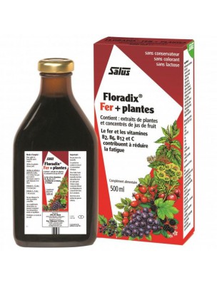 Image de Floradix Iron + Herbs - Tonic 500 ml - Salus depuis Natural fresh plant juices to drink