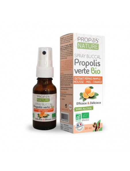 Spray buccal Propolis Verte Sans Alcool Bio - Pamplemousse & Miel 20 ml - Propos Nature