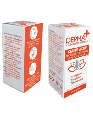 Image de Derma+ - Vergetures Sérum Actif aux huiles essentielles 5 ml - La Distillerie du Maïdo via Cible Vergetures Bio - Stick réparateur 9ml - Néobulle