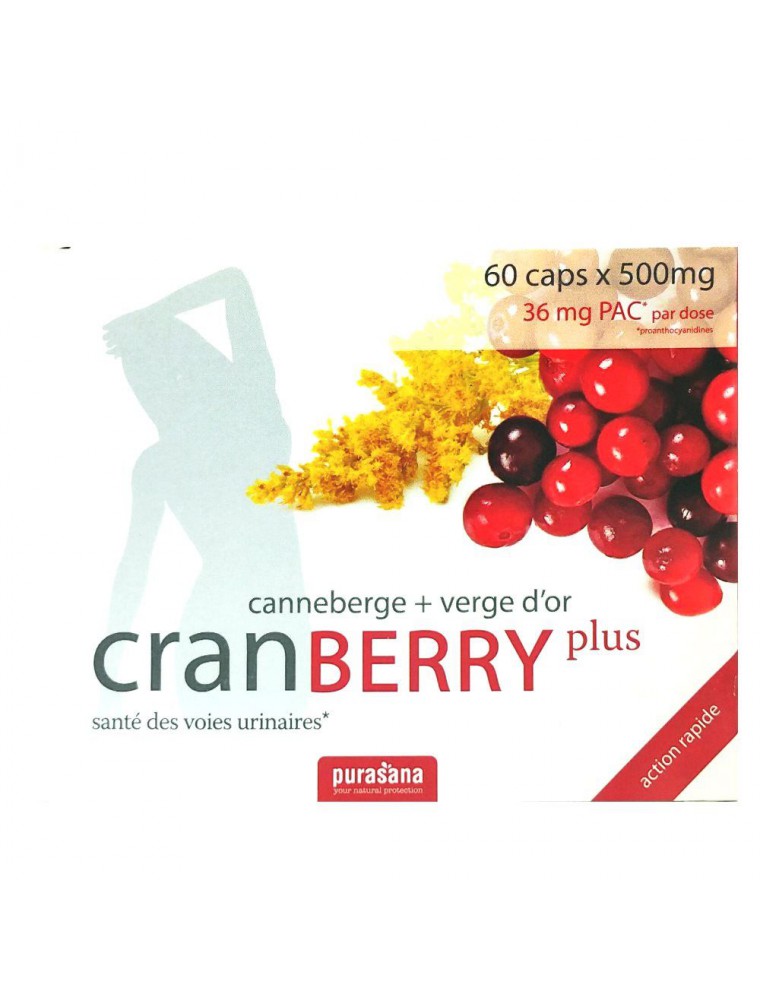 Image principale de la modale pour Cranberry plus - Canneberge et Verge d'or 60 capsules - Purasana