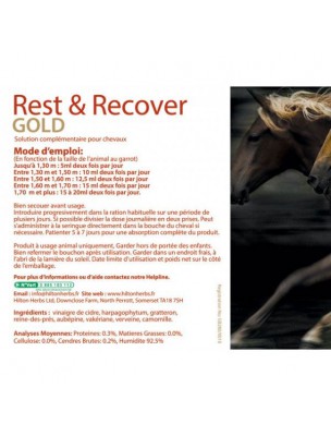 Image 15448 supplémentaire pour Rest et Recover Gold - Stress et Articulations durant la convalescence des chevaux 1 Litre - Hilton Herbs