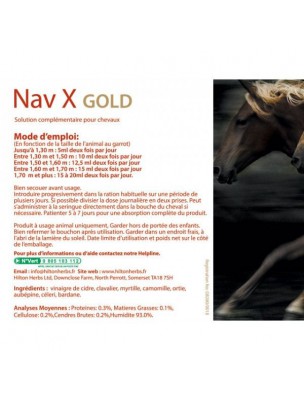 Image 15469 supplémentaire pour Nav X Gold - Fourbure et Circulation des chevaux 1 Litre - Hilton Herbs