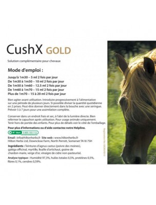 Image 15495 supplémentaire pour Cush X Gold - Syndrome de Cushing des chevaux 1 Litre - Hilton Herbs