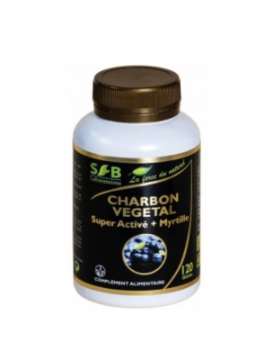 Image de Super Activated Vegetable Charcoal + Blueberry - Intestinal Gas 120 capsules - SFB Laboratoires depuis Natural and super activated charcoal