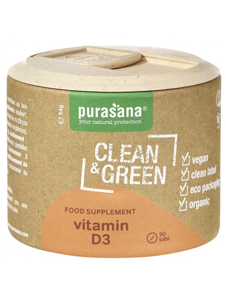 Vitamin D3 Clean & Green - Immunité 90 comprimés - Purasana Vitamin D3 Clean & Green - Immunité 90 comprimés - Purasana