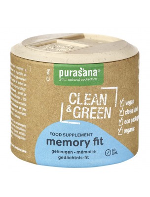 Memory Fit Clean & Green - Mémoire et Concentration 60 comprimés - Purasana