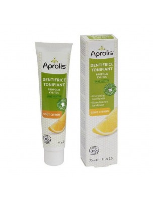 Image de Toning Toothpaste Lemon Taste - Propolis and Xylitol 75 ml - Aprolis depuis Order the products Aprolis at the herbalist's shop Louis