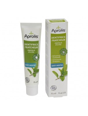 Image de Dentifrice Fraîcheur goût Menthe - Propolis et Xylitol 75 ml - Aprolis depuis Achetez les produits Aprolis à l'herboristerie Louis