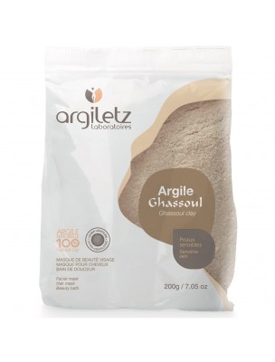 Image de Argile Ghassoul ultra-ventilée - Peaux sensibles 200 grammes - Argiletz depuis Poudres d'argiles bio pour soins naturels