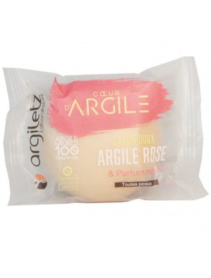 Image de Savon doux et apaisant - Argile rose, parfum rose – 100g - Argiletz via Argile rose ultra-ventilée - Peaux sensibles 200g - Argiletz