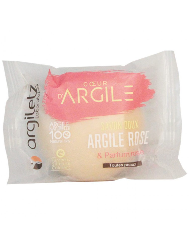 Image principale de la modale pour Savon doux et apaisant - Argile rose, parfum rose – 100g - Argiletz