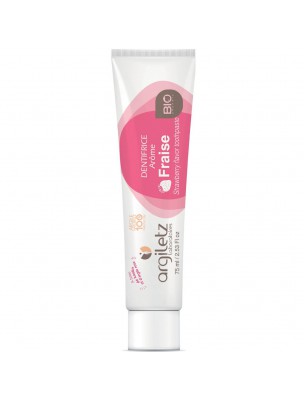 Image de Organic Strawberry Toothpaste - For Kids - Kaolin and Pink Clay 75ml Argiletz depuis Vegetable toothpaste in tube or solid (2)