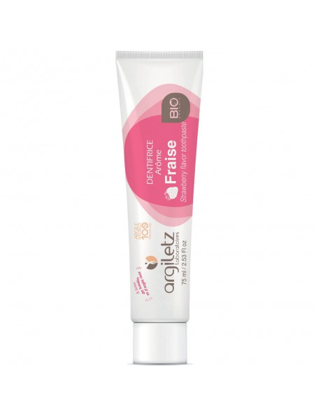 Dentifrice bio Fraise - Pour les enfants - Kaolin & Argile rose 75ml - Argiletz Dentifrice bio Fraise - Pour les enfants - Kaolin & Argile rose 75ml - Argiletz