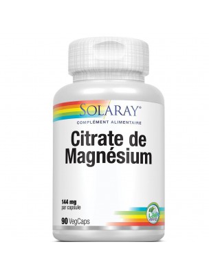 Image de Citrate de Magnésium - Stress et Sommeil 90 capsules - Solaray via Houblon Bio - 120 gélules - Purasana