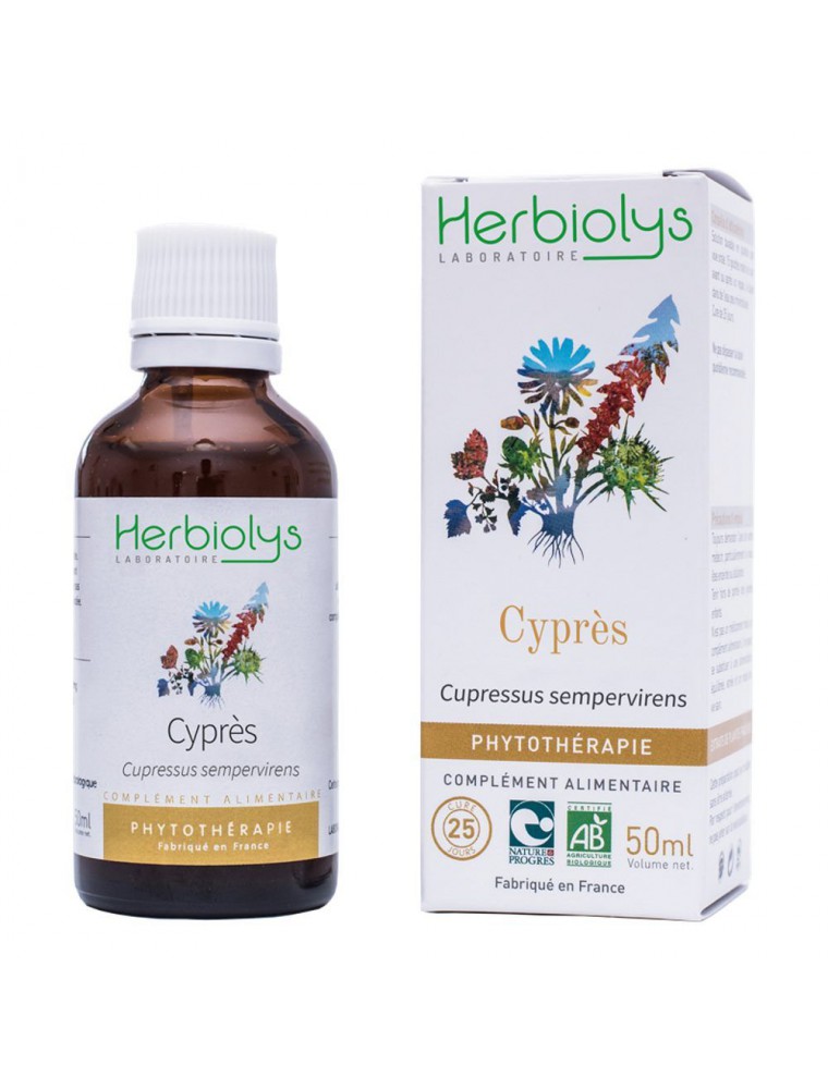 Image principale de la modale pour Cyprès Bio - Circulation Teinture-mère Cupressus sempervirens 50 ml - Herbiolys