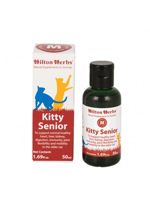 Image de Kitty Senior - Soutien des fonctions déficientes chez le chat âgé 50 ml - Hilton Herbs depuis Produits naturels pour la digestion et le foie de vos animaux