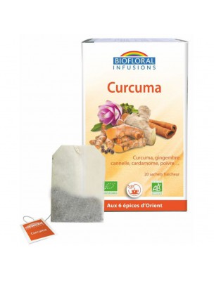 Image de Curcuma Bio Antioxydant 20 infusettes - Biofloral via Acheter Tisane Articulations n°3 Mobilité - Mélange de plantes - 100