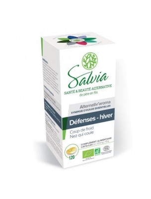 Image de Alternativ'aroma Bio - Défenses Hiver 120 capsules d'huiles essentielles - Salvia via Oléocaps + 4 Bio - Système Immunitaire Pranarôm