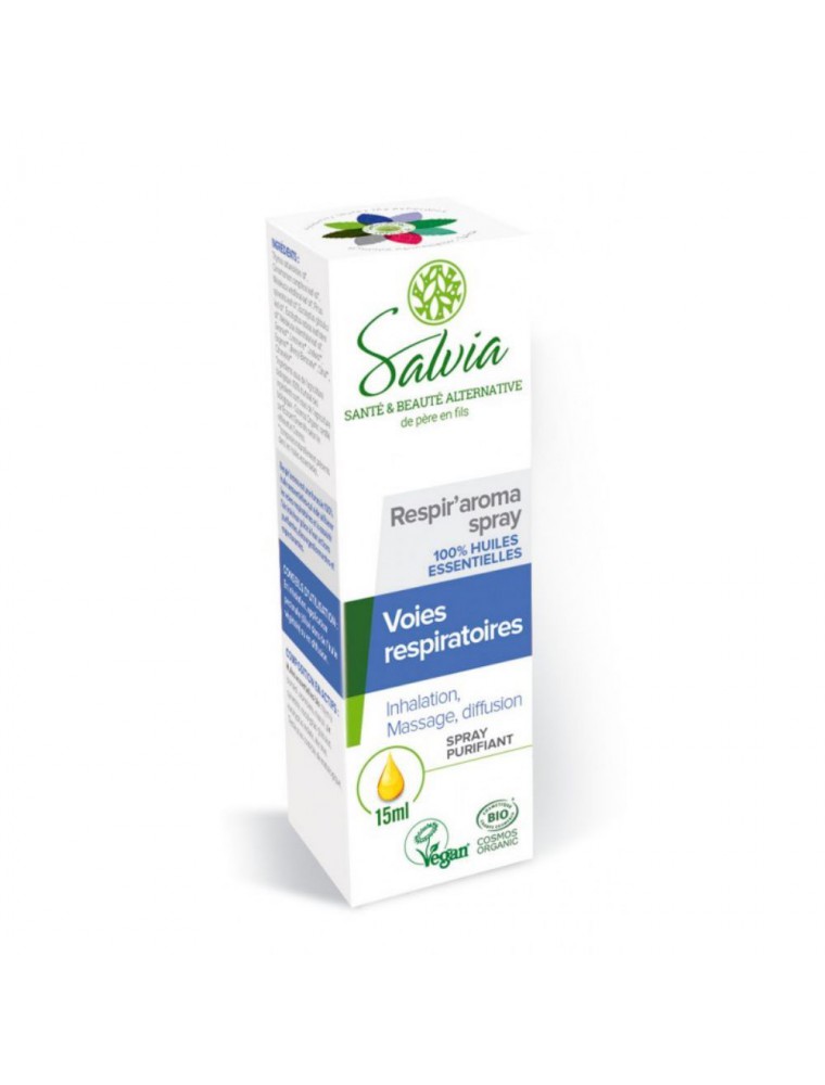 Respir'aroma spray Bio - Voies respiratoires 15 ml - Salvia Respir'aroma spray Bio - Voies respiratoires 15 ml - Salvia