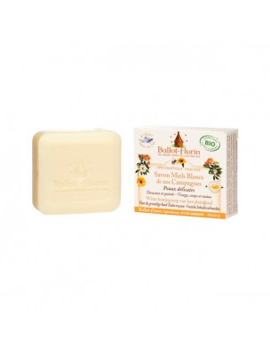 Image de Savon Miels Blancs de nos Campagnes 100g - Pour peaux délicates - Ballot-Flurin via Acheter Platane bourgeon Bio - Epiderme 50 ml -