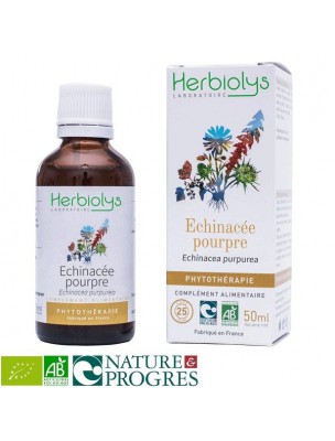 Echinacée pourpre Bio - Défenses immunitaires Teinture-mère Echinacea purpurea 50 ml - Herbiolys