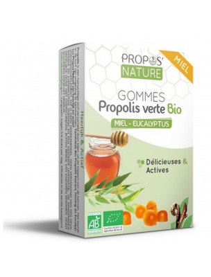 Gommes Propolis verte Bio Miel & Eucalyptus - Délicieuses et Actives 45 g - Propos Nature