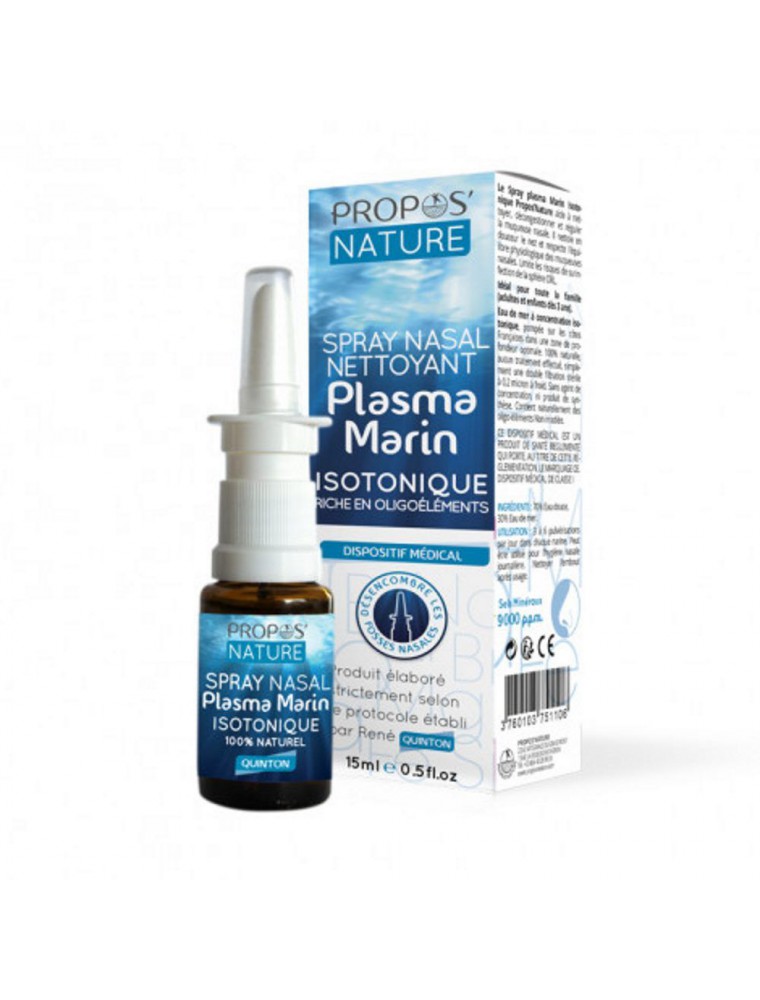 Image principale de la modale pour Spray nasal Isotonique - Eau de Quinton 9000 ppm 15 ml - Propos Nature