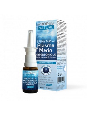 Image de Spray nasal Hypertonique - Eau de Quinton 30000 ppm 15 ml - Propos Nature via Spray nasal Propolis Lavande 15ml - Propos Nature