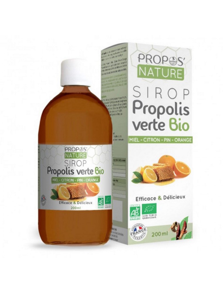Image principale de la modale pour Sirop Propolis verte Bio - Défenses et Voies respiratoires 200 ml - Propos Nature