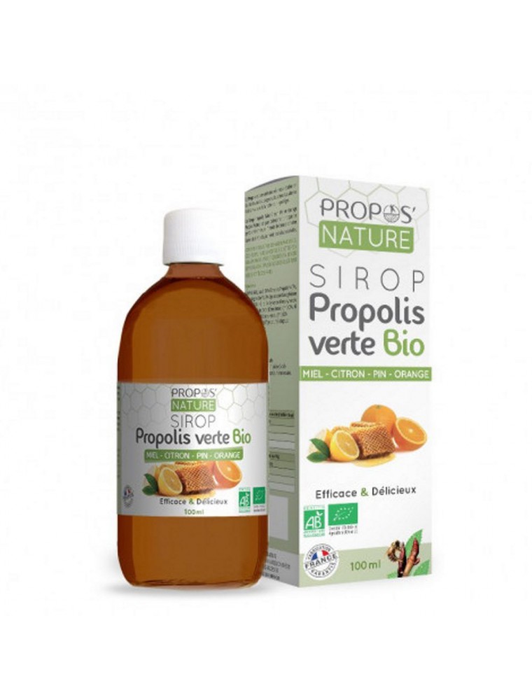 Image principale de la modale pour Sirop Propolis verte Bio - Défenses et Voies respiratoires 100 ml - Propos Nature