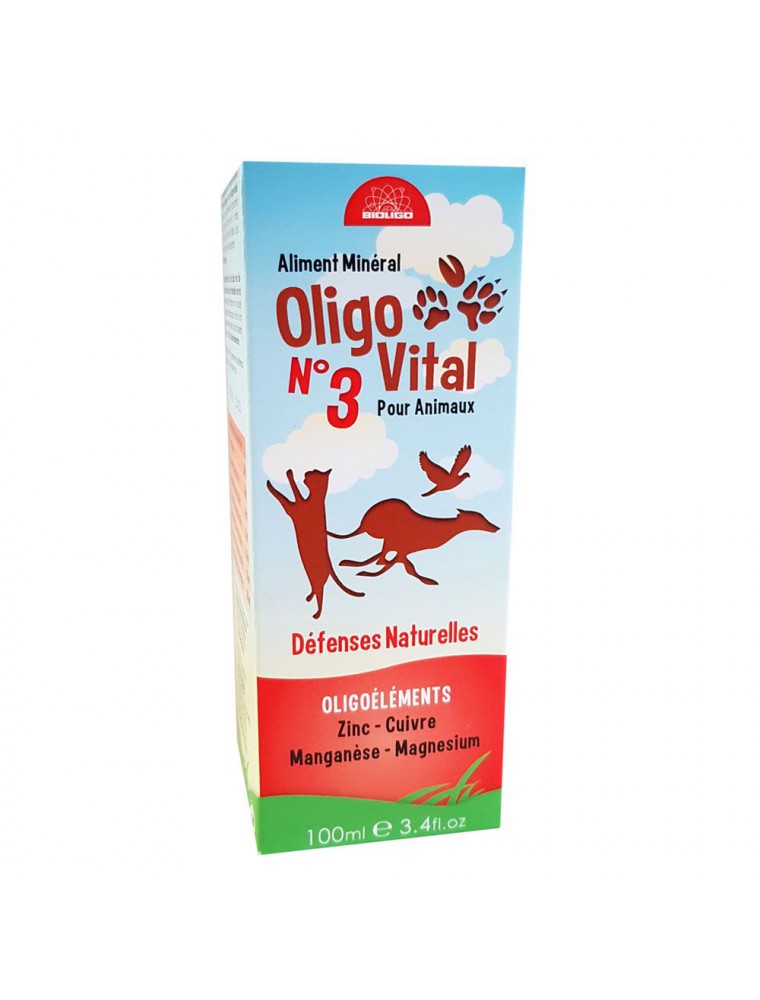 Image principale de la modale pour Oligo Vital N°3 - Défenses Naturelles des Animaux 100ml - Bioligo