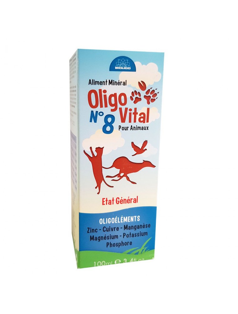 Image principale de la modale pour Oligo Vital N°8 - Etat général des Animaux 100ml - Bioligo