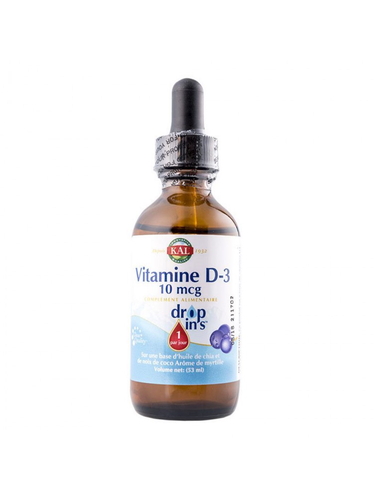 Image principale de la modale pour Vitamine D3 en gouttes - Ossature saine et immunité 53 ml - KAL