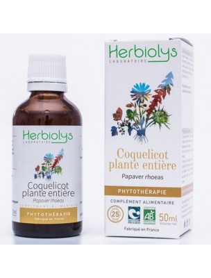 Image de Coquelicot plante entière Bio - Stress et Sommeil Teinture-mère Papaver rhoeas 50 ml - Herbiolys depuis Commandez les produits Herbiolys à l'herboristerie Louis