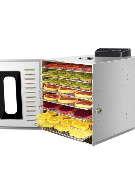 Déshydrateur Inox 400 W 8 grilles 28.5 - 20 cm à commande digitale Déshydrateur Inox 400 W 8 grilles 28.5 - 20 cm à commande digitale