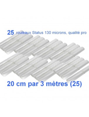 Image de Lot de 25 rouleaux gaufrés 130 microns 20 cm x 3 mètres - Status depuis Machines et boîtes sous vide : conservez vos aliments naturellement