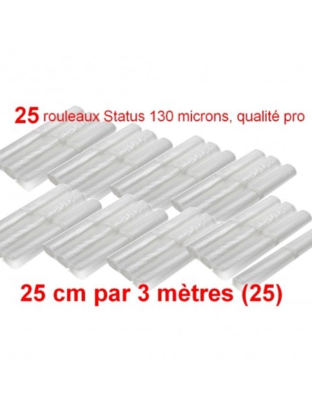 Image principale de Lot de 25 rouleaux gaufrés 130 microns 25 cm x 3 mètres - Status