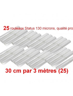 Lot de 25 rouleaux gaufrés 130 microns 30 cm x 3 mètres - Status