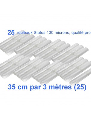 Image de Lot de 25 rouleaux gaufrés 130 microns 35 cm x 3 mètres - Status via Machine sous vide Inox 175 W - Foodvac