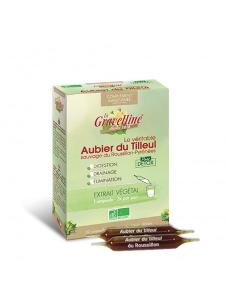 Véritable Aubier du Tilleul sauvage du Roussillon Bio - Drainage 30 ampoules - La Gravelline