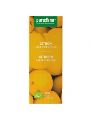 Image de Citron Bio - Huile essentielle de Citrus limon (L.) Burm. f. 30 ml - Purasana via Orange douce Bio - Huile essentielle Citrus sinensis 10 ml - Pranarôm