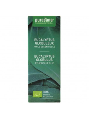 Image de Eucalyptus globuleux Bio - Huile essentielle Eucalyptus globulus Labill. 30 ml - Purasana via Acheter Eucalyptus radié Bio - Huile essentielle d'Eucalyptus radiata