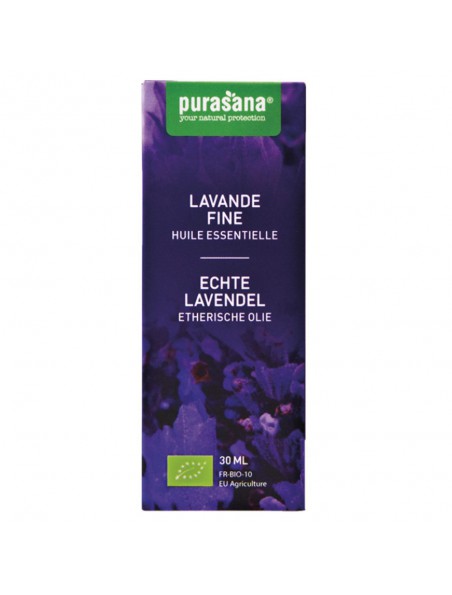 Lavande fine Bio - Huile essentielle de Lavandula angustifolia Mill. 30 ml - Purasana Lavande fine Bio - Huile essentielle de Lavandula angustifolia Mill. 30 ml - Purasana