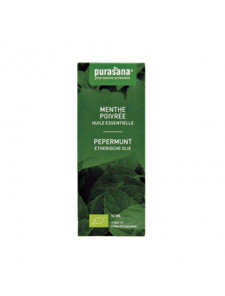 Menthe poivrée Bio - Huile essentielle de Mentha x piperita L. 10 ml - Purasana Menthe poivrée Bio - Huile essentielle de Mentha x piperita L. 10 ml - Purasana
