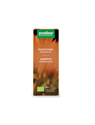 Image de Ravintsara Bio - Huile essentielle de Cinnamomum camphrora L. J. Presl 10 ml - Purasana via Origan compact Bio - Huile essentielle Pranarôm