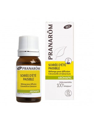 Image de Soirée d'été paisible Aromapic Bio - Mélange pour diffusion 10 ml - Pranarôm depuis Synergies d'huiles essentielles contre les moustiques