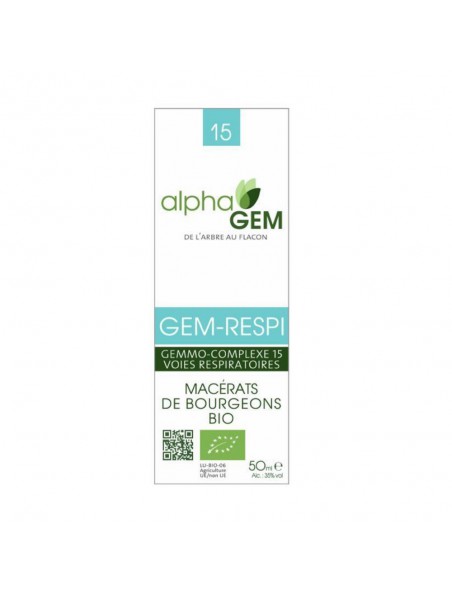 Gem-Respi Complexe n°15 Bio - Respiration 50 ml - Alphagem