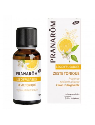 Image de Zeste Tonique Bio - Les Diffusables 30ml - Pranarôm via Pomme de pin Bio - Synergie à diffuser 10 ml - Herbes et Traditions