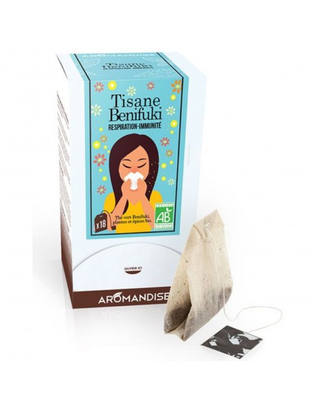 Achetez Tisane Benifuki - Respiration et Immunité 18 sachets - Aromandise à l'herboristerie Louis Image principale de Tisane Benifuki - Respiration et Immunité 18 sachets - Aromandise