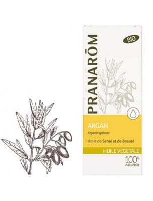 Image de Argan Bio - Huile végétale d'Argania spinosa 50 ml - Pranarôm via Acheter Applicateur à bille roller en verre blanc de 10